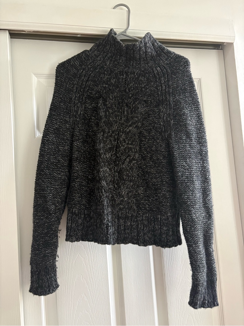 Banana Republic Charcoal Gray Marled Cable Turtleneck Sweater